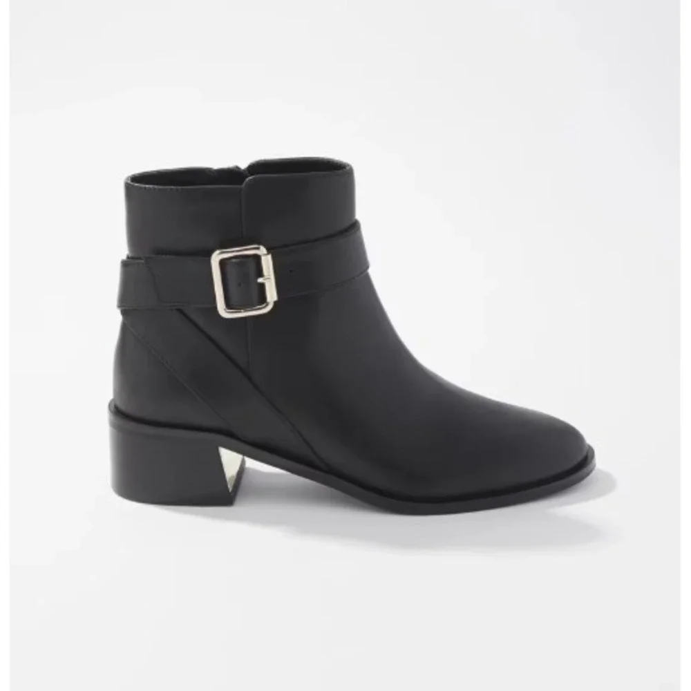White House Black Market® (Women's 9) Nappa Buckle Short Boot in Black‎ - $210